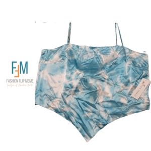 New! Triangle Hem Adjustable Satin Halter Top, 2X